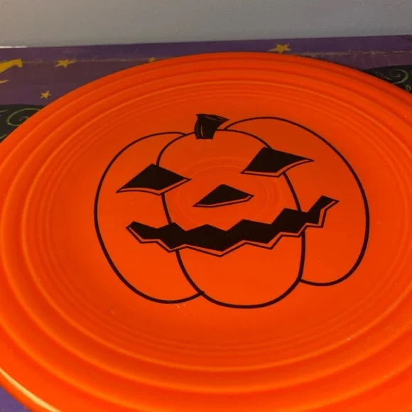 9" Spooky JOL Pumpkin  FIESTAWARE Orange Halloween Luncheon Plate Only - Picture 9 of 10